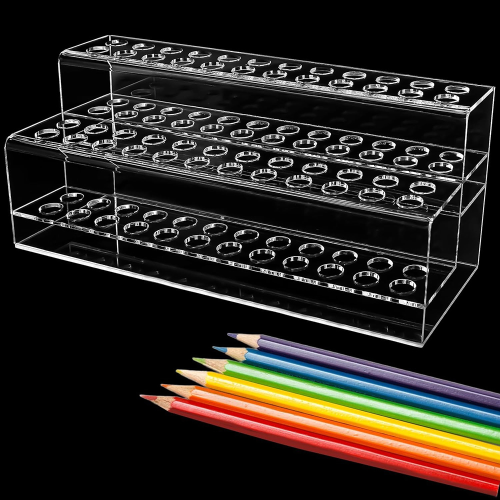 Desk Setup Shelf - Şeffaf Akrilik kalemlik Depolama 48 Yuvalı