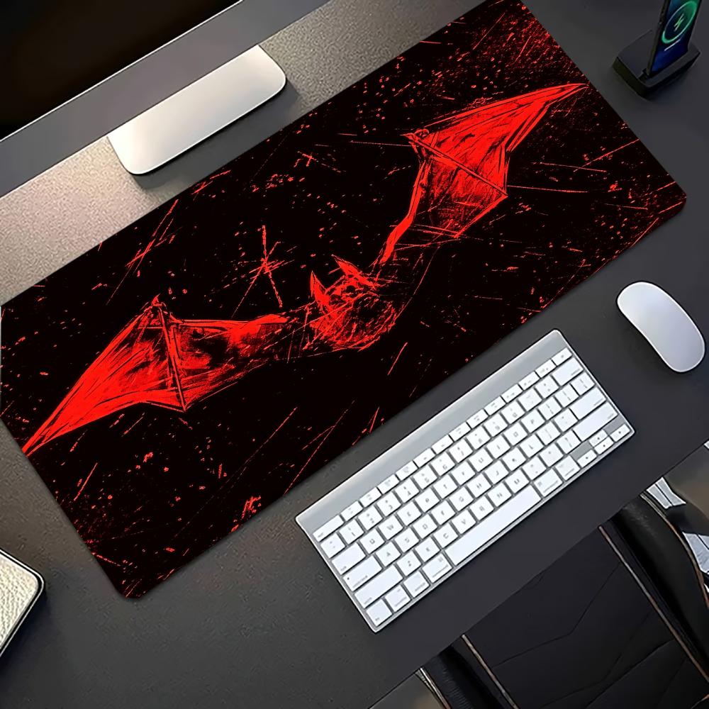 Desk Setup Red - Koyu Kırmızı Yarasa Desenli Büyük Oyun