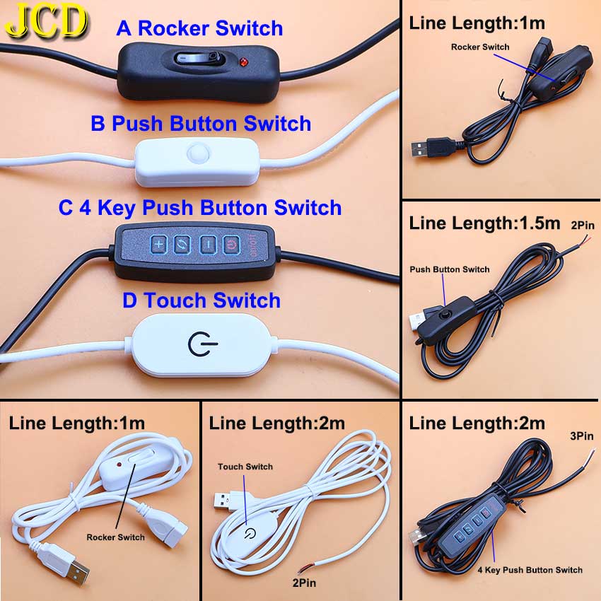 Desk Setup Led Strip - 5V Anahtarlı Güç Kaynağı Kablosu USB