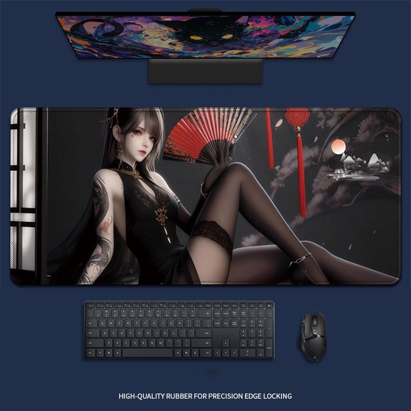 Desk Setup Red - Seksi Anime Kız Kırmızı Fanlı Genişletilmiş