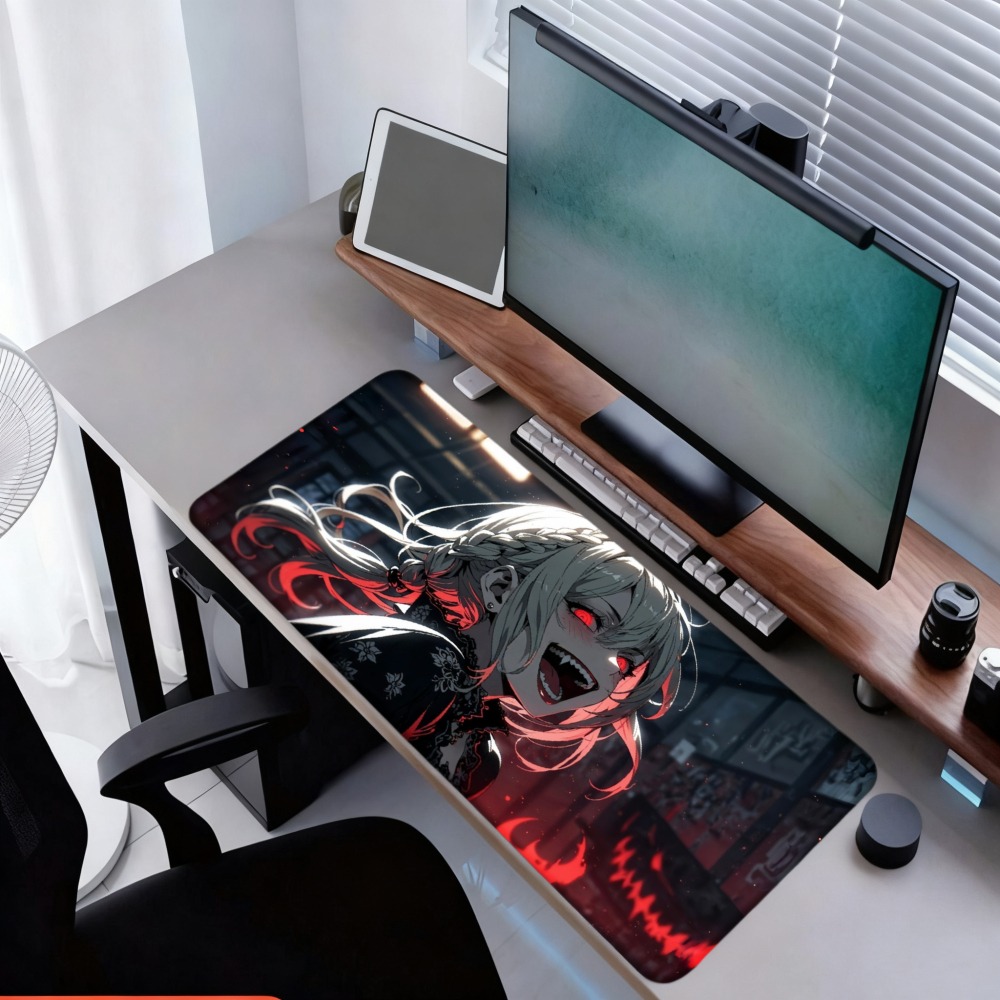 Desk Setup Red - Kırmızı alevli ve koyu arka planlı