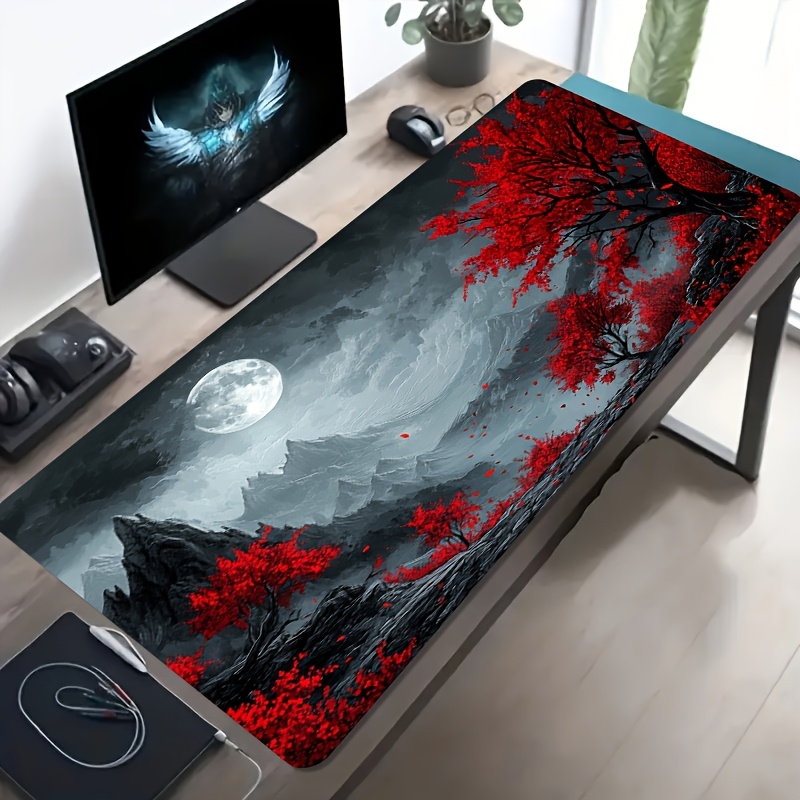Desk Setup Red - Kırmızı Ağaç Ay Manzarası Genişletilmiş Oyun