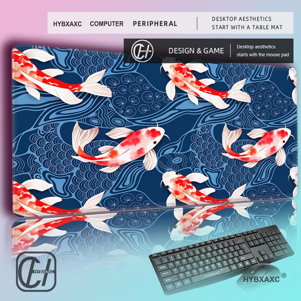 Desk Setup Red - HYBXAXC Japon Koi Balığı Masa Örtüsü,