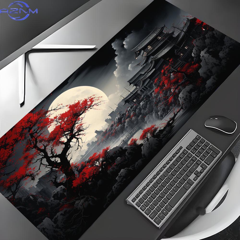 Desk Setup Red - Kırmızı ve Siyah Sanat Manzaraları Mouse