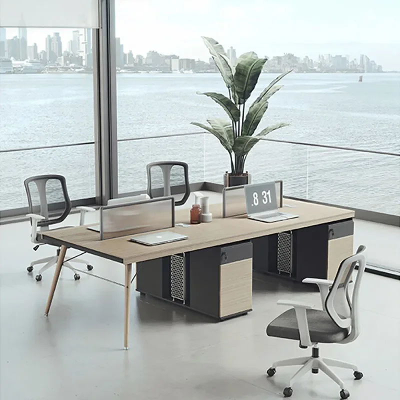 Work Desk Home Setup - Ahşap Yönetici Yazı Masası Depolama Düzeni