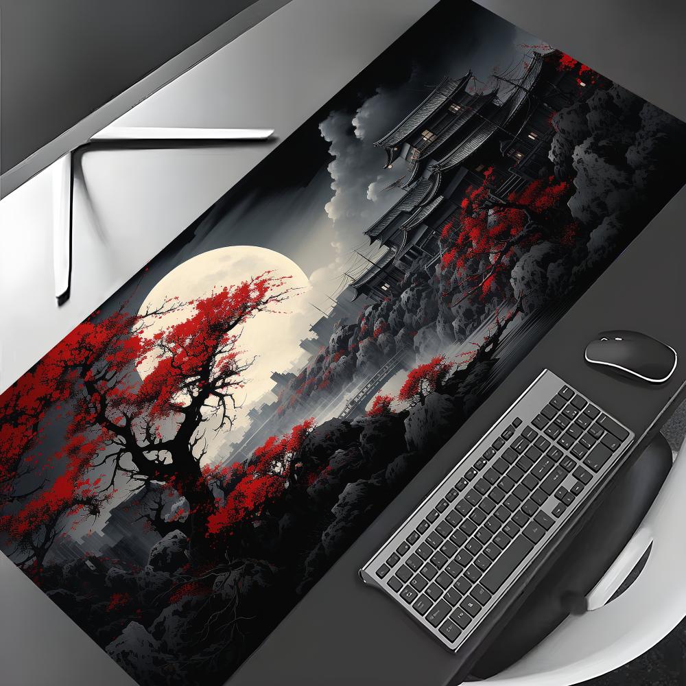 Desk Setup Red - Kırmızı ve Siyah Sanat Manzaraları Büyük