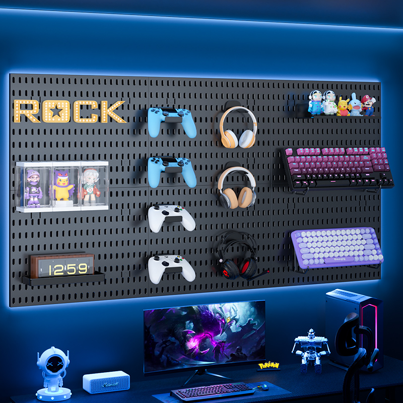 Desk Setup Kit - Oyun Donanımı Pegboard: Duvara Monte, Delmesiz,