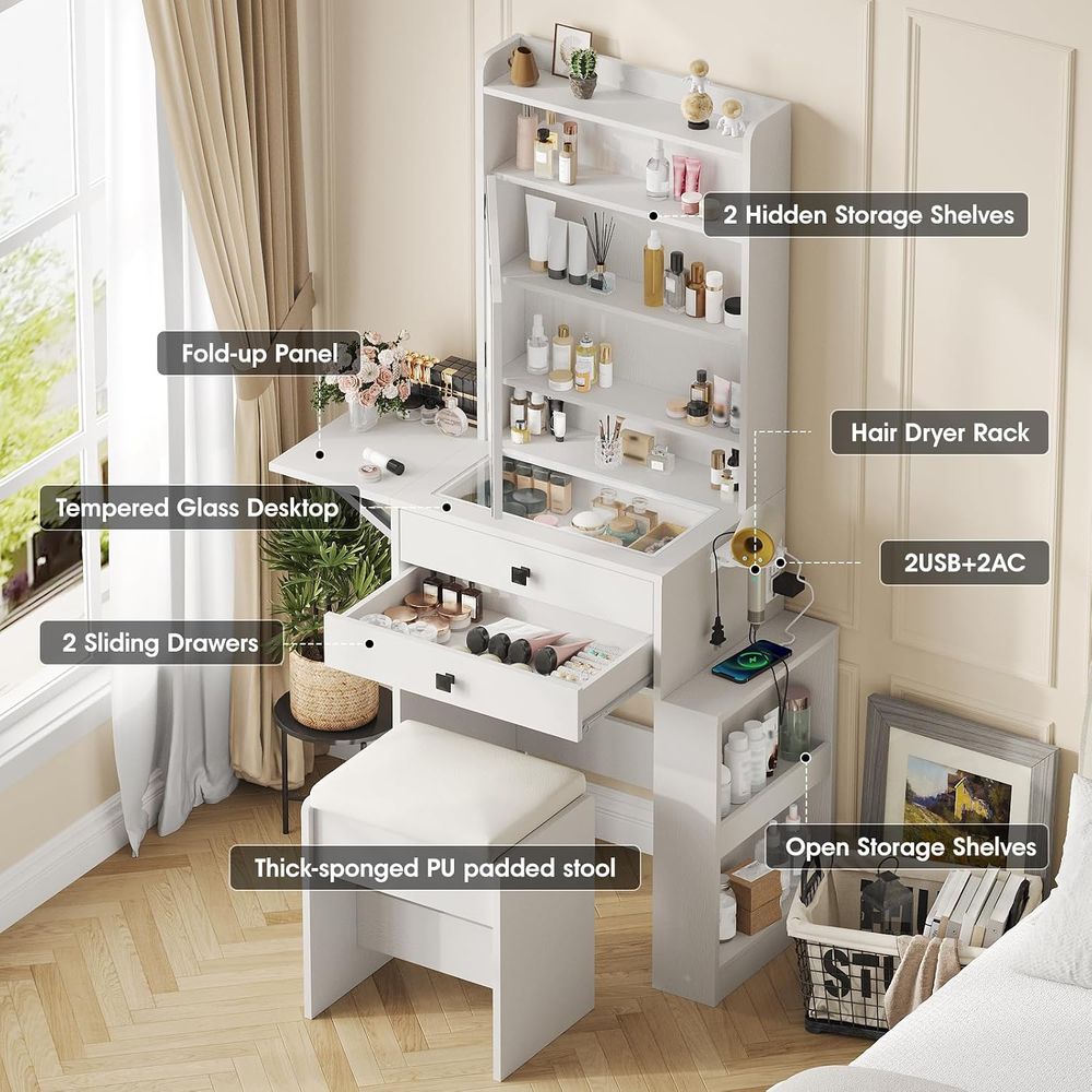 Vabches Küçük Makyaj Masası, E - Desk Vanity Setup incelemesi ve fiyatı
