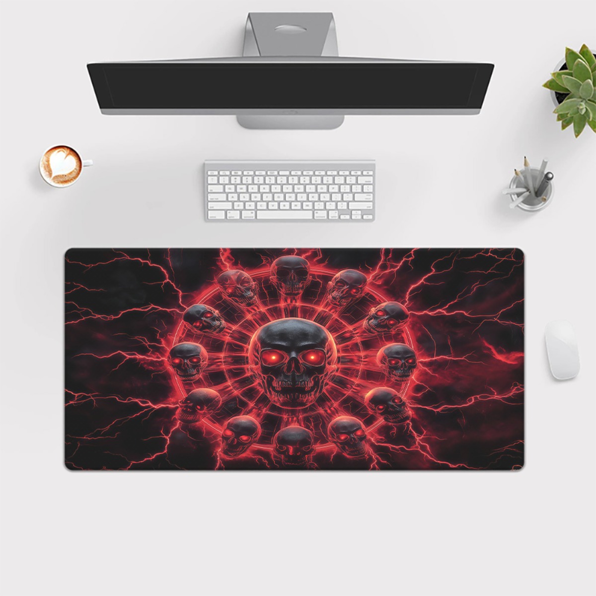 Gotik Kafatası Pentagram Oyun  - Desk Setup Red incelemesi ve fiyatı