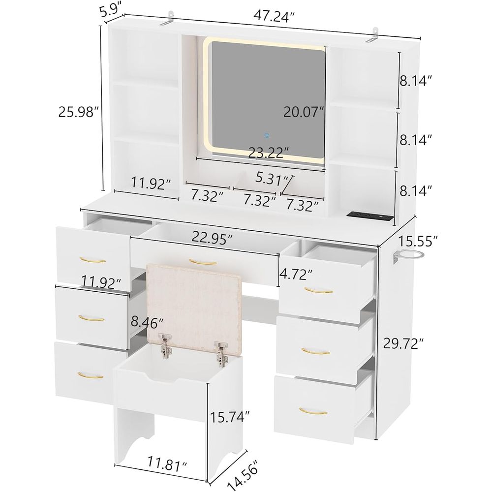 Jiteentarou 47 inç Büyük Makya - Desk Vanity Setup incelemesi ve fiyatı