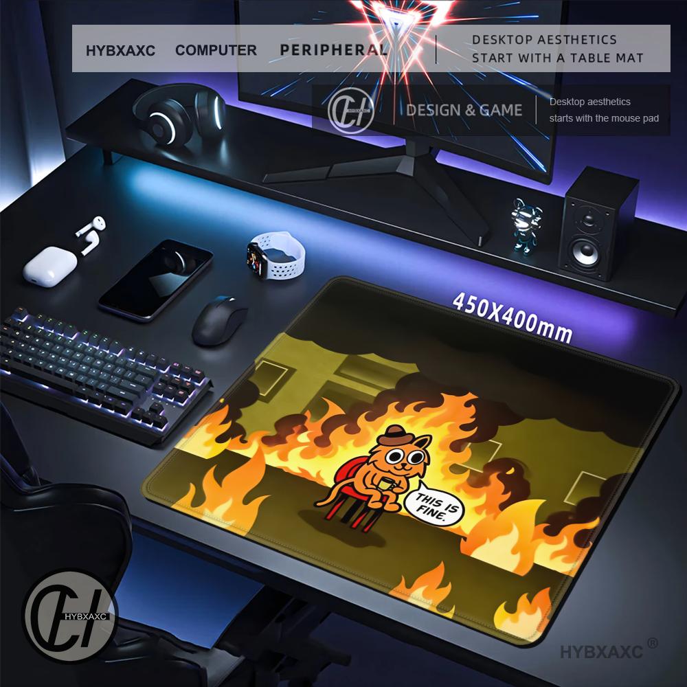 HYBXAXC This Is Fine Cat Meme  - Work Desk Home Setup incelemesi ve fiyatı