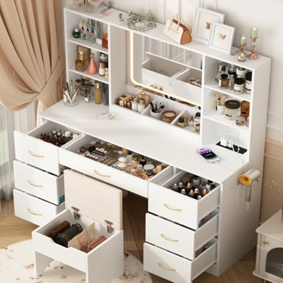 47 inç Büyük Makyaj Masası, Ay - Desk Vanity Setup incelemesi ve fiyatı