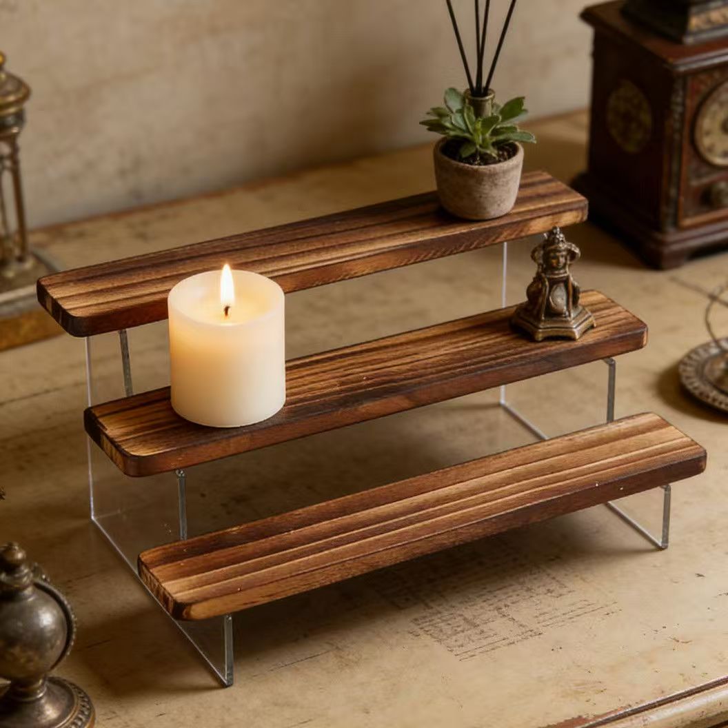Kömürleşmiş Ahşap Basamaklı Se - Desk Setup Shelf incelemesi ve fiyatı